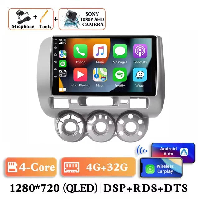 Android 15 Car Radio for Honda Fit Jazz 2002 - 2007 Car Radio Multimedia Navigation Android Auto Autoradio CarPlay DSP Stereo