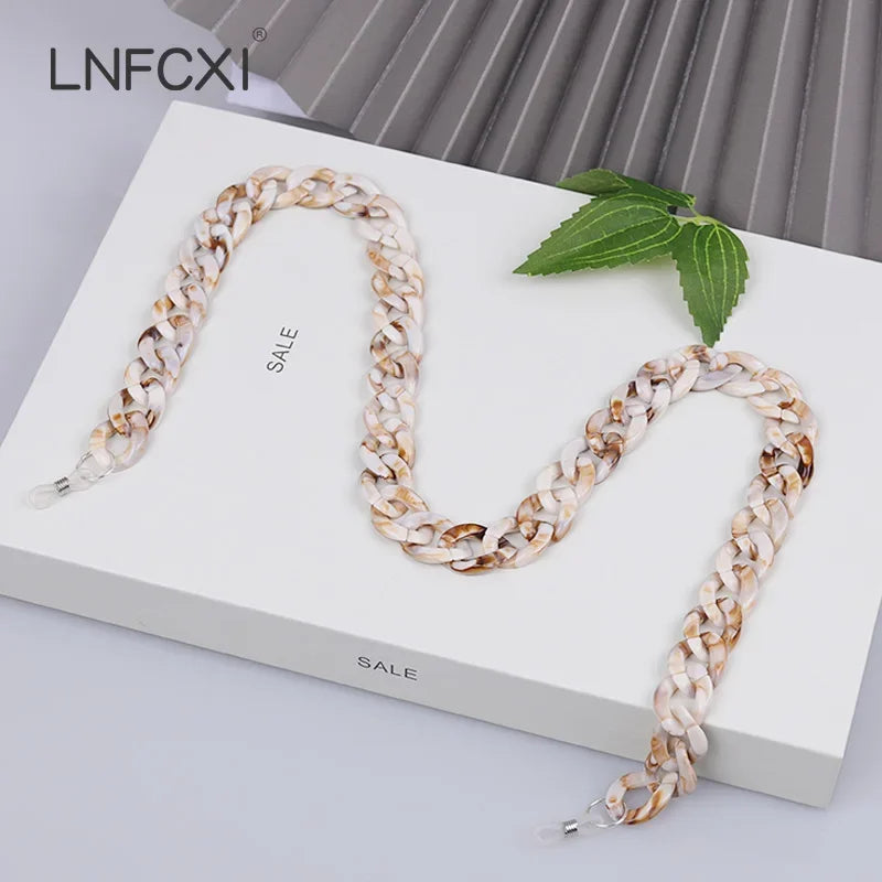 JNPCXI Retro Bright Acrylic Glasses Sunglasses Chain Straps Lanyards Blue Color Reading Glasses Hanging Neck Glasses Chain