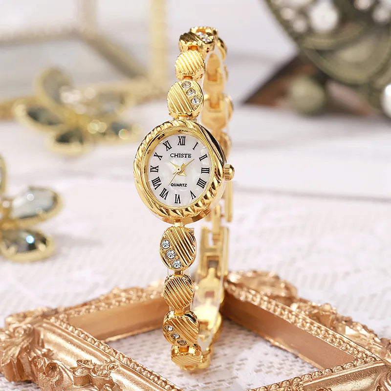 Luxury Ladies Watches Crystal Bracelets High-End Brand Women Wristwatch Elegant Gold Silver Watches Girlfriend Lady Montre Femme