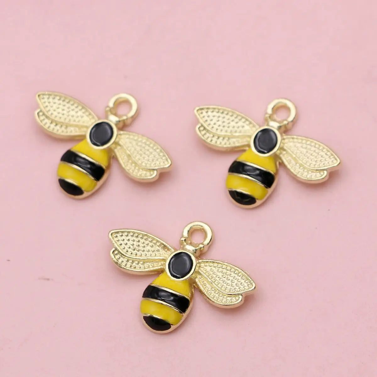 15Pcs Gold Plated Enamel Bee Charm Connectors for Making Bracelet DIY Jewelry Accessories
