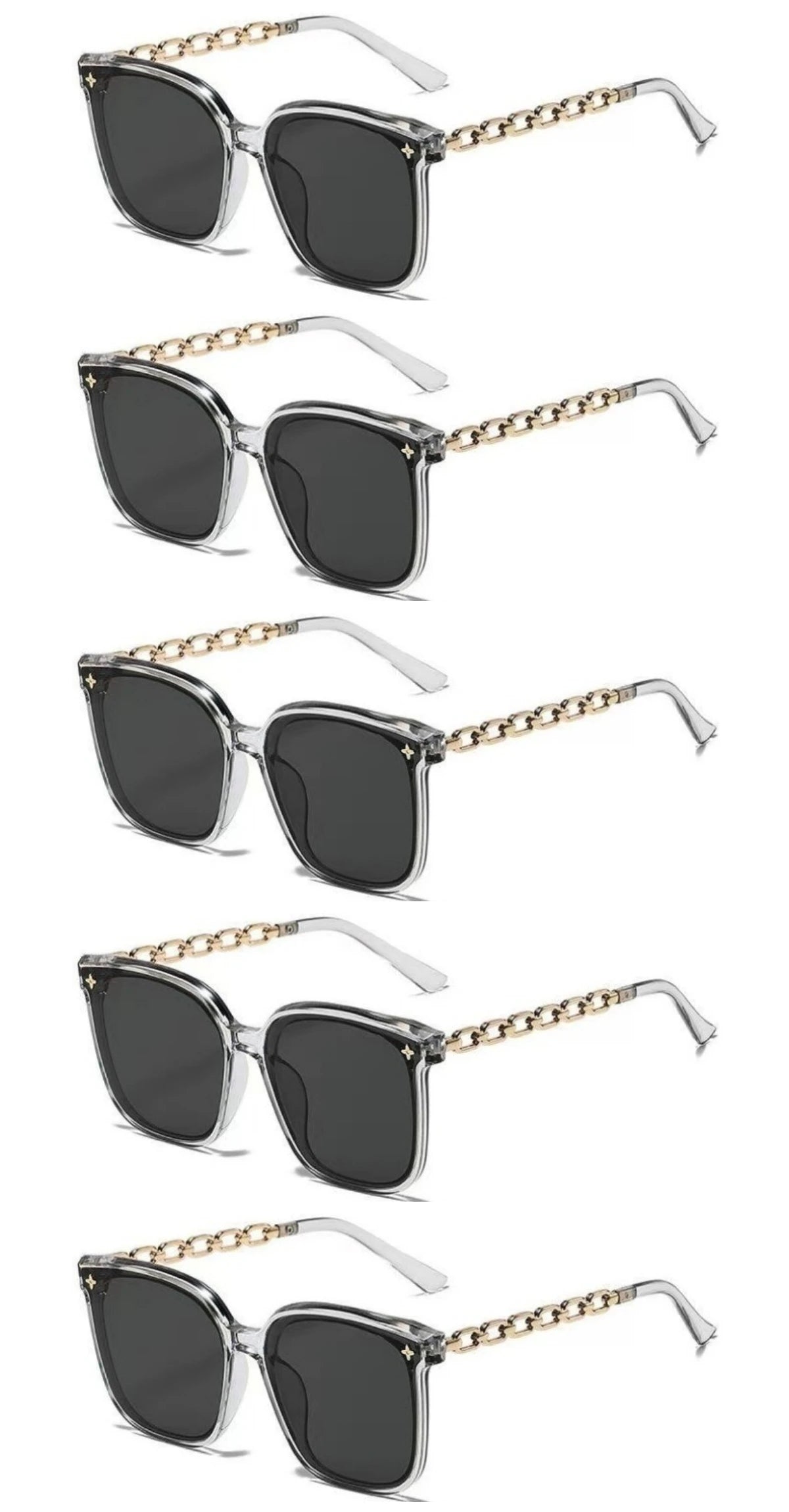 5pcs Classic Square Men's and Women's Sunglasses, Retro Large Frame UV Resistant Sunglasses