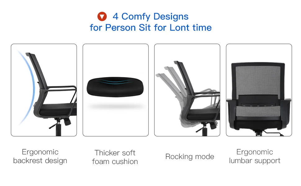 Ergonomic Desk Chair Mid-Back Mesh Computer Chair Lumbar Support Adjustable