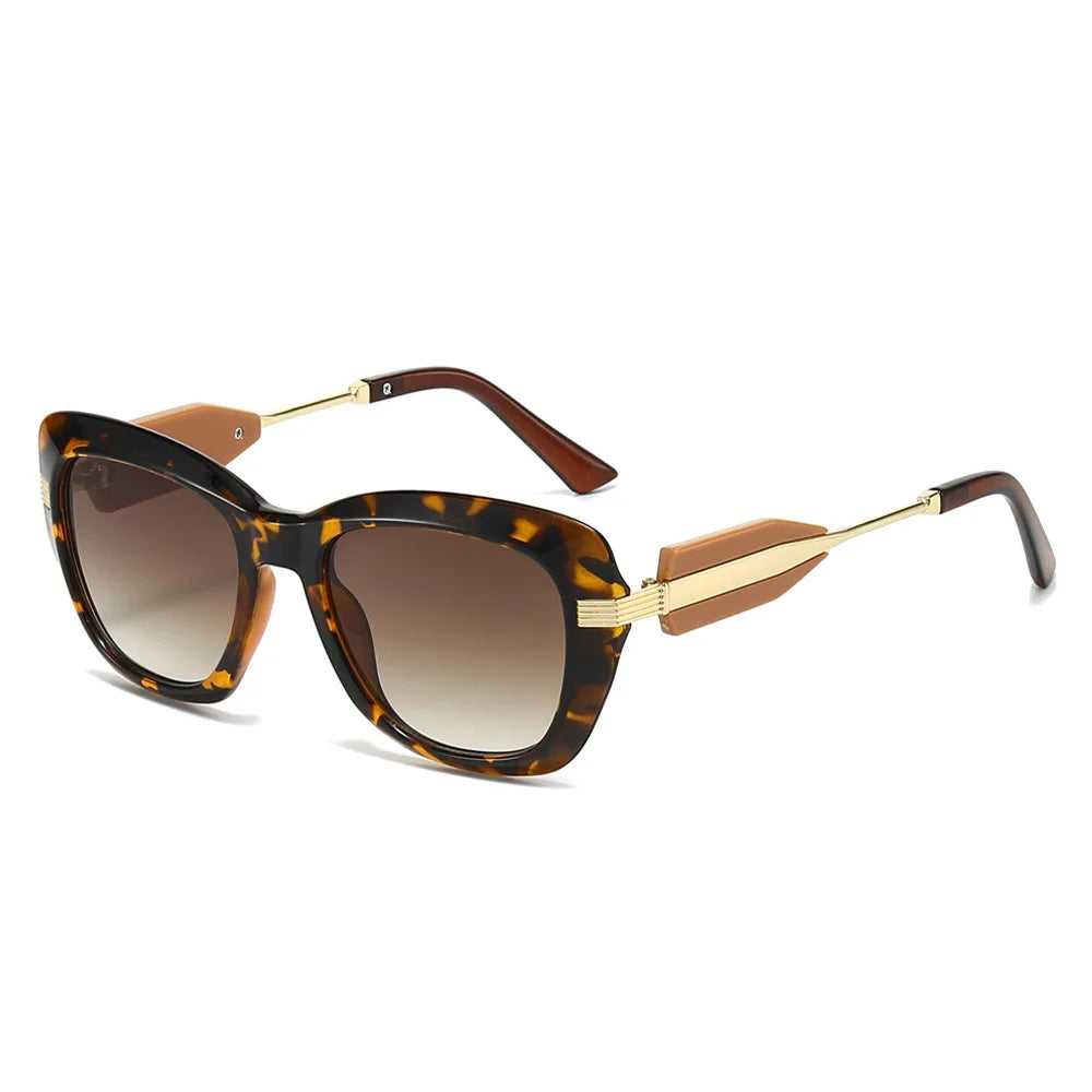 JNPCXI New Fashion Cat Eye Women Sunglasses Retro Green Colorful Gradient Shades UV400 Men Trending Sun Glasses