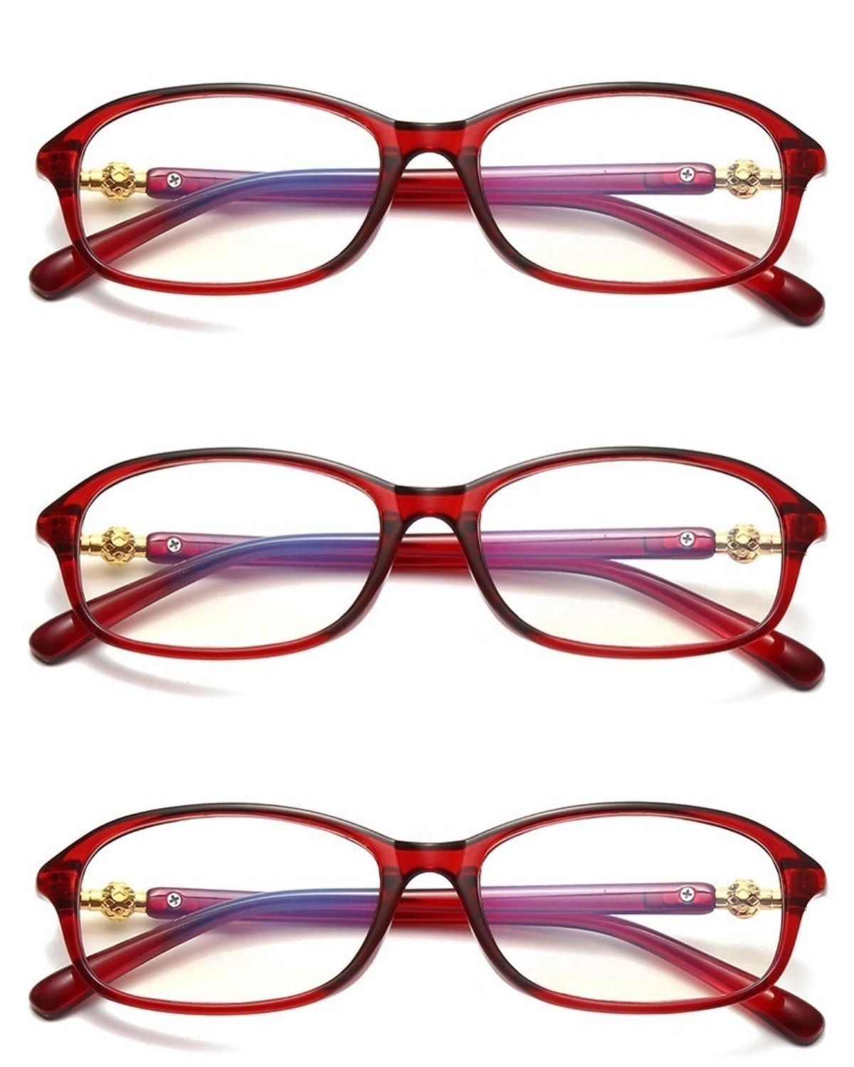 3PCS Reading Glasses Women 100°~+400° Anti-blue Light HD Ultra-light Magnifying Presbyopic Glasses