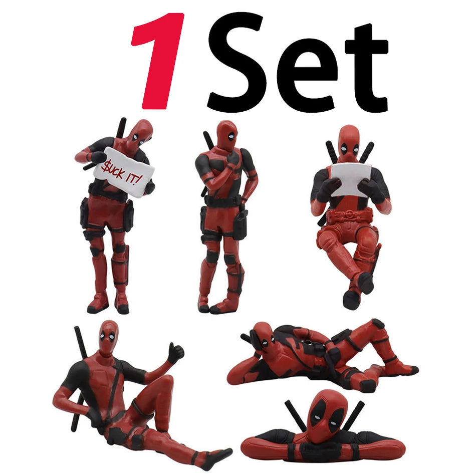 6 Desk Decoration Deadpool Car Home Office 8cm X-MAN Funny Cute Figure Model Toy