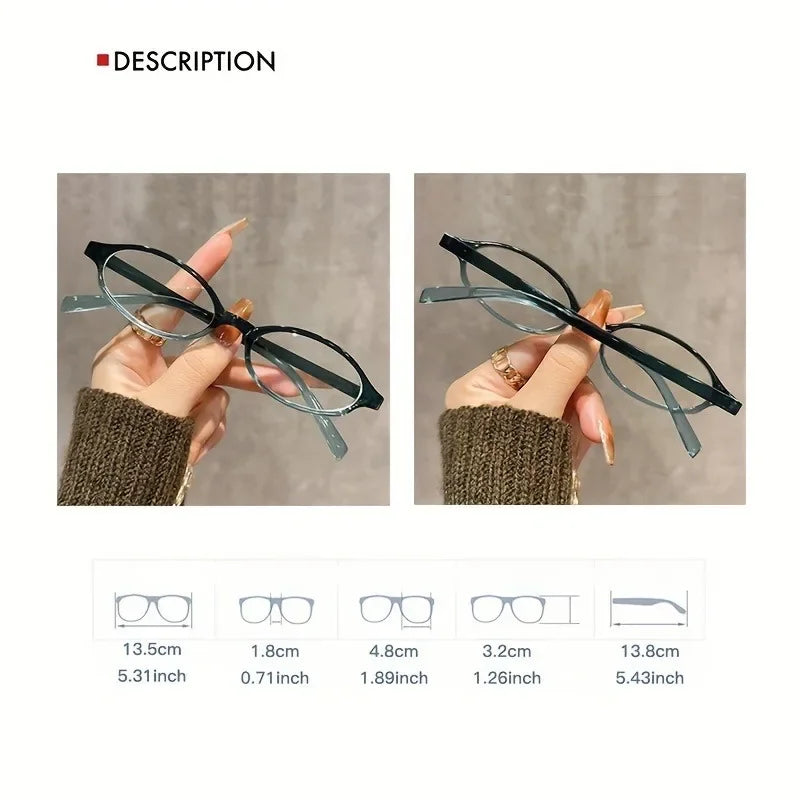 1 Pair Y2K Style Cute Oval Full Rim Plastic Frame Non-Prescription Blue Light Blocking Glasses for Women