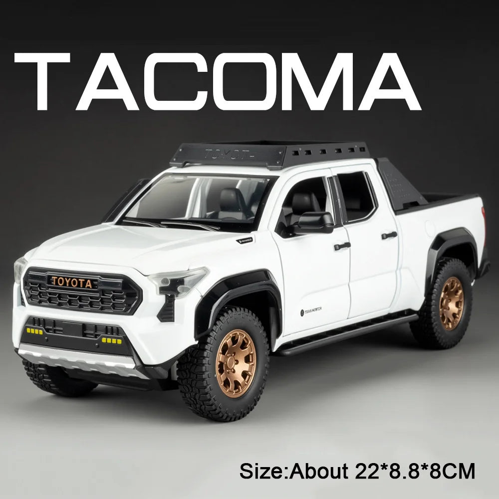 1:24 Tacoma Alloy Diecast Model Toys Cars Sound Light Pull Back Doors Opened Miniature Off-road Vehicles Decorations for Friends