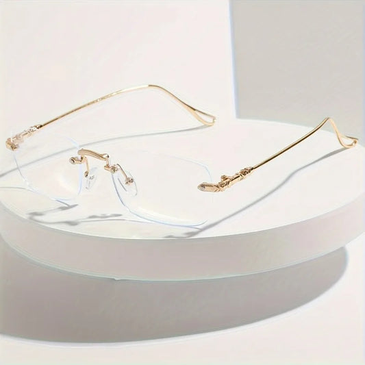 retro metal rimless frame glasses frame men's and women's ultralight anti-blue light flat mirror
