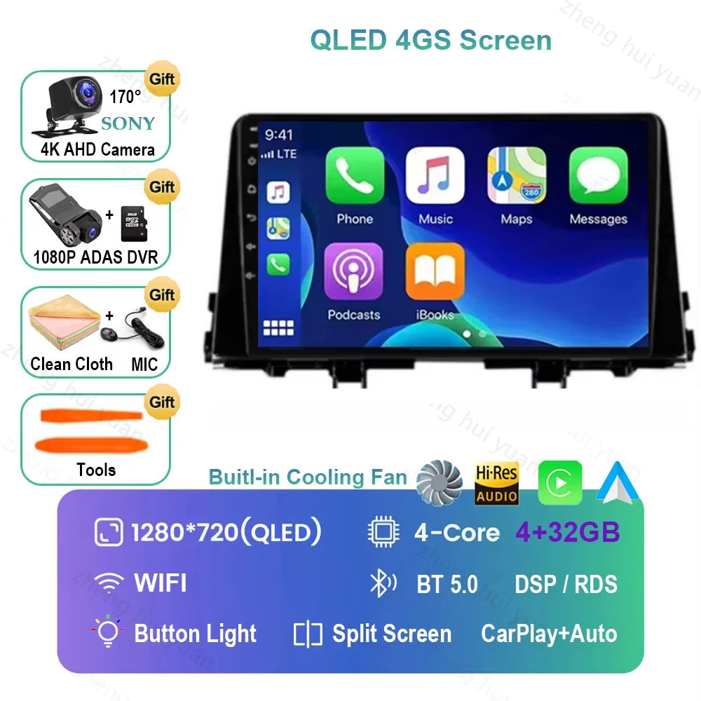 9 Inch Car Multimedia Player for KIA Morning 3 Picanto 2016 - 2018 2019 2020 Android 16 Car Stereo Car Radio GPS Carplay Auto