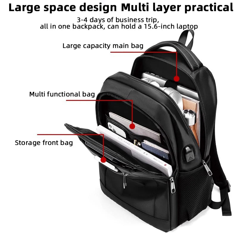 15in Versatile Backpack Repellent Oxford Cloth Computer Bag Student Backpack
