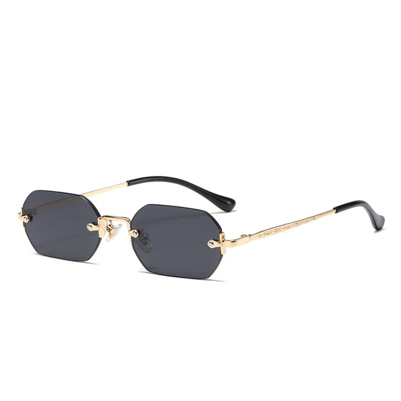 JNPCXI New Rectangle Rimless Sunglasses Retro Punk Gradient Shades UV400