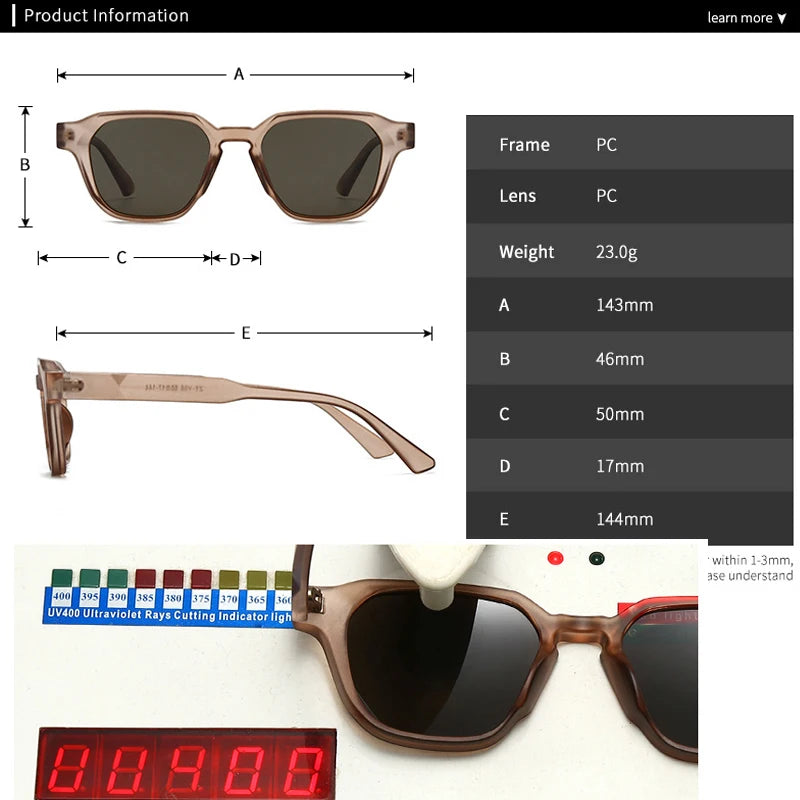 JNPCXI New Ins Popular Fashion Women Square Sunglasses Shades UV400 Retro Tea Tea Men Trending Sun Glasses