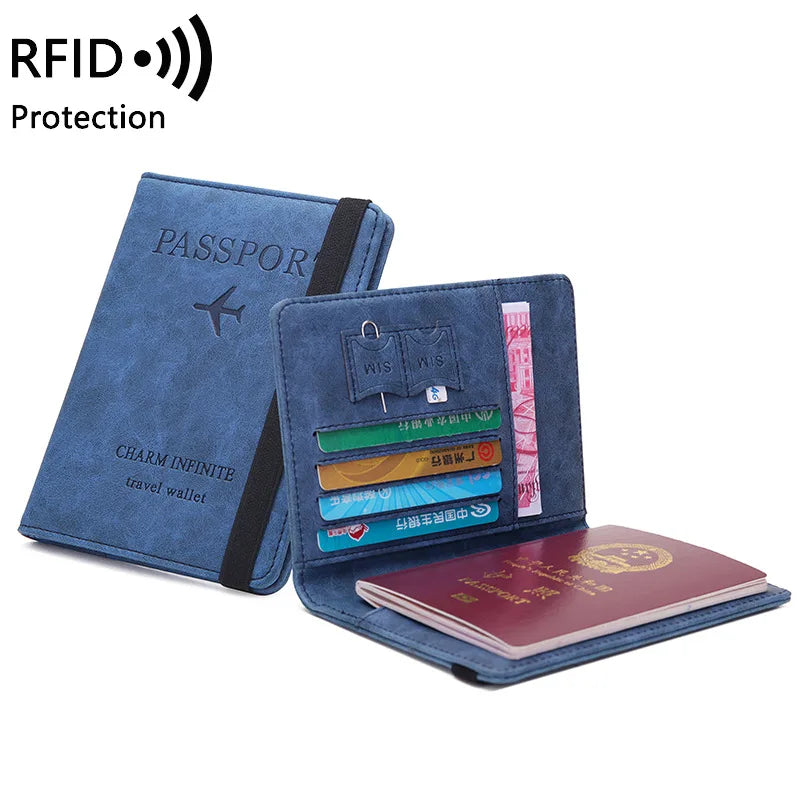 Women Men Travel Passport Holdr Cover Case RFID PU Leather Card ID Secure Wallet