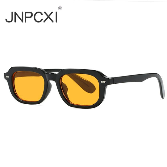 JNPCXI New Fashion Square Sunglasses Women Black Tea Shades UV400 Retro Trending Men Punk Rectangle Leopard Sun Glasses