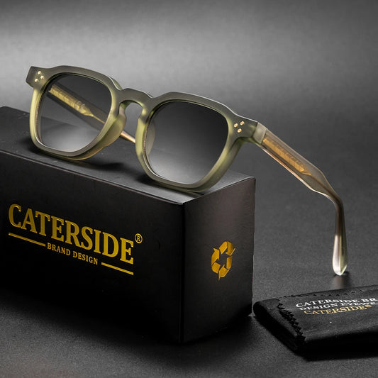 CATERSIDE New Square Men's Sunglasses Personalized Temple Tips Design Sun Glasses Women's Travel Party Eyewear Festival Gift