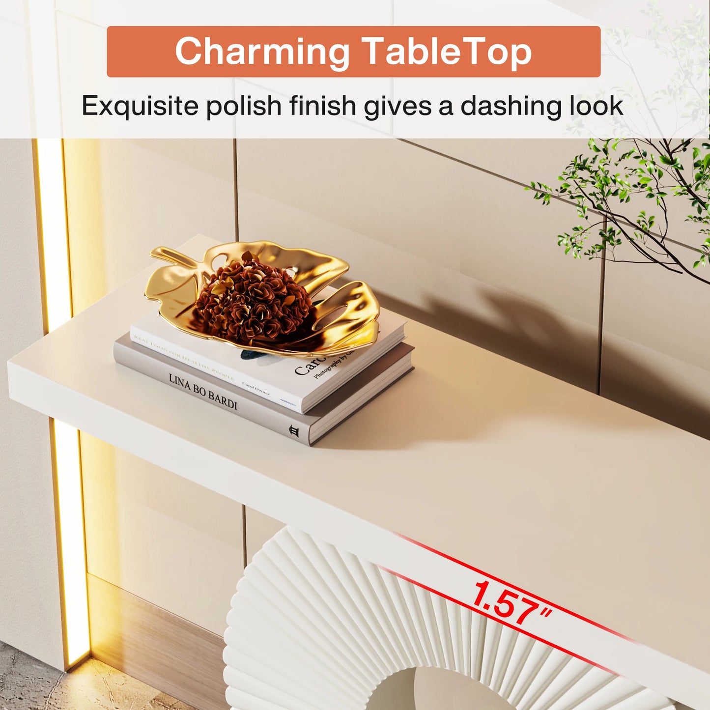 Tribesigns Modern Console Table w/ Geo Base, 40" Wood Entryway Table Sofa Table