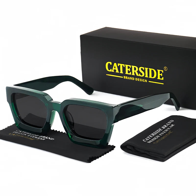 CATERSIDE Retro Polarized Square Sunglasses Men High Quality Acetate Frame Women Sun Glasses Driving Sports Oculos De Sol UV400