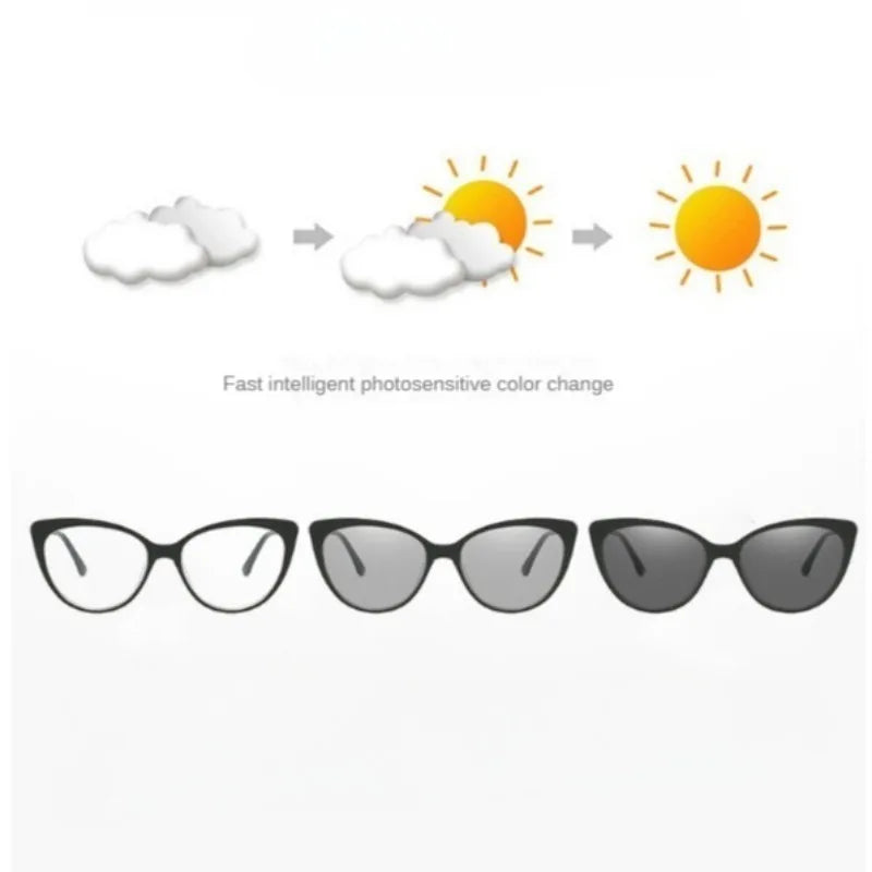 Women Photochromic Optical Glasses Men Anti Blue Light Cat Eye Eye Glasses Unisex Anti Radiation  Eyewear