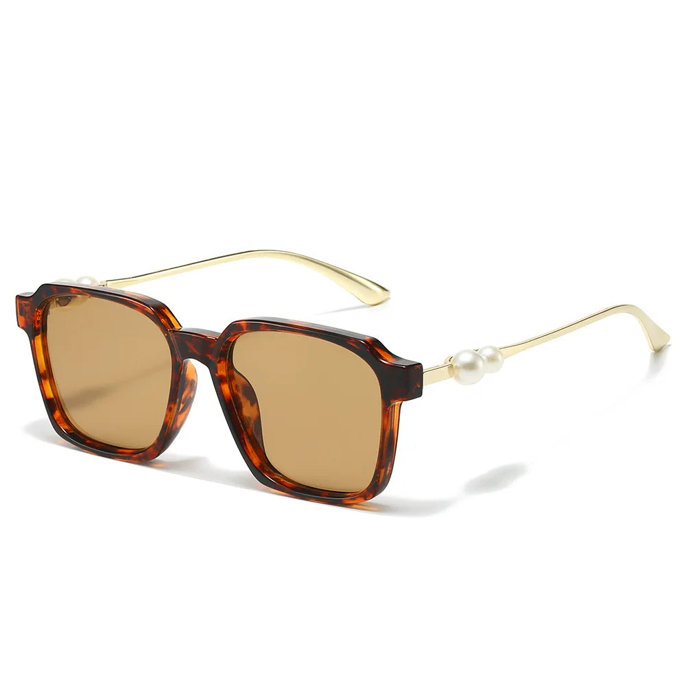 JNPCXI New Luxury Square Pearl Decorated Women's Sunglasses Fashionable UV400 Casual Sun Glasses