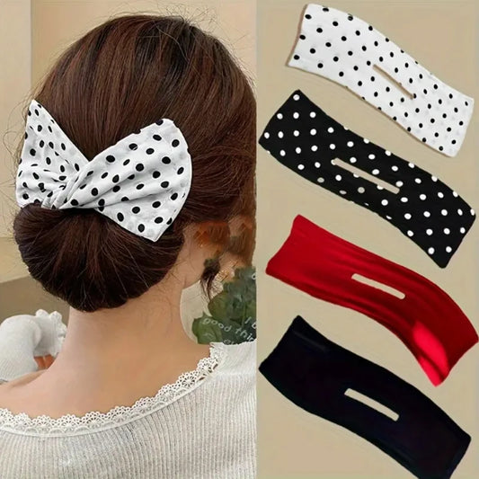 1/4pcs Solid Color Polka Dot Twist Hair Clip for Women Elegant Hairband Lazy Fashion Hair Curler Hair Accessories