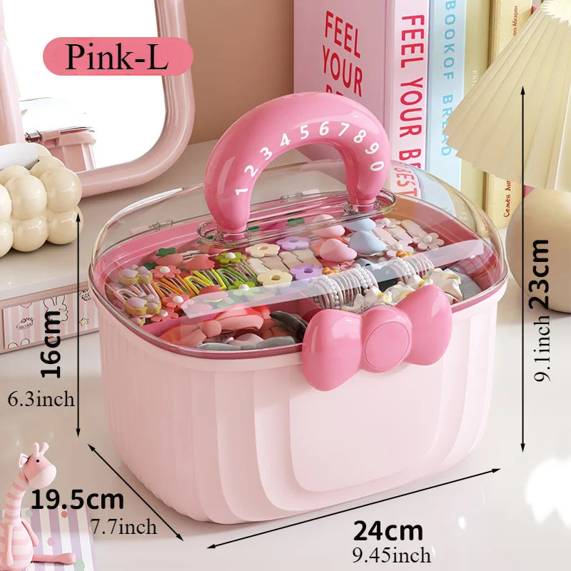 Hair Accessories Storage Box, Portable Makeup Organizer for Hair Clips, Hair Ties, Earrings, Bracelets, Necklaces