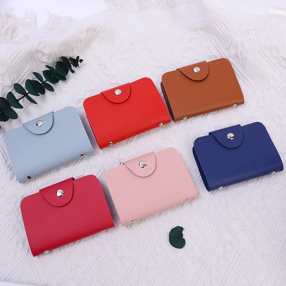 24 Bits Card Holder Business Bank Card Cash Pocket PU Large Capacity Color Wallet