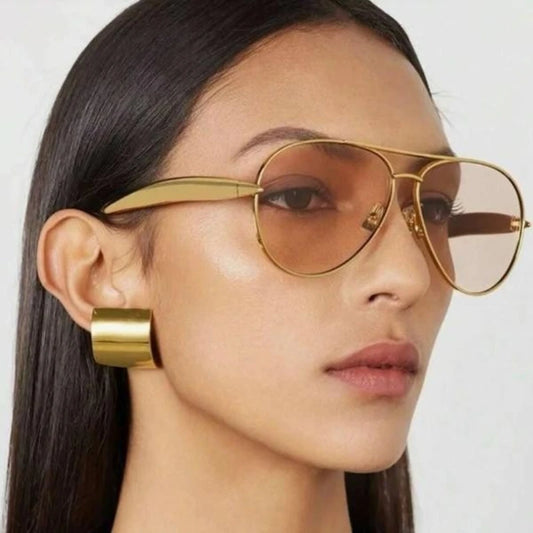 New Metal Toad Shaped Sunglasses Retro Plain Sunglasses High-end Women's Street Photography Trendy Sunglasses