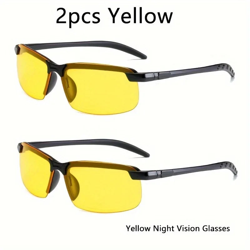 Night Vision Glasses for Women Men Fashion Semi Rimless Driver Anti-Glare Goggles Glasses for Night Driving