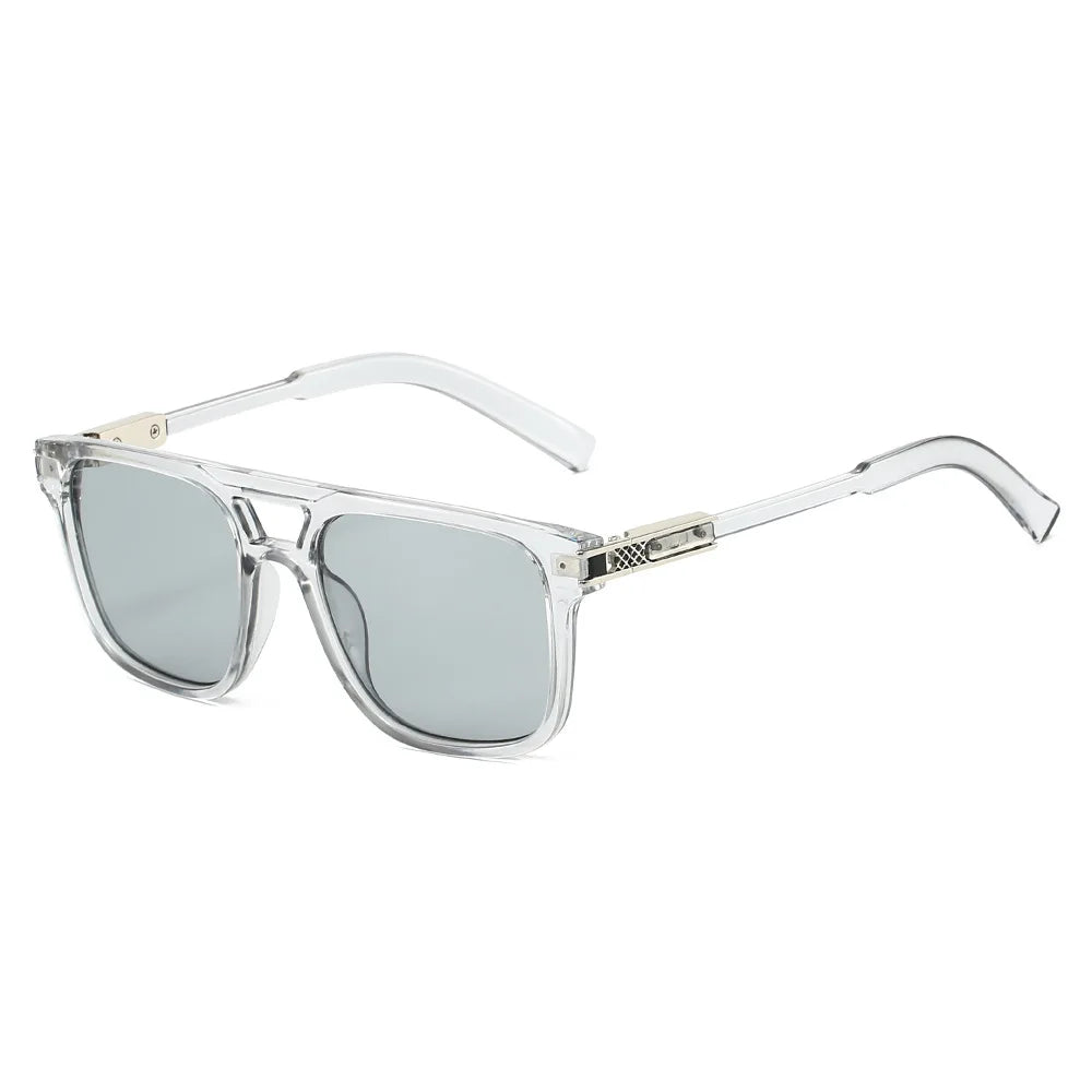 JNPCXI New Double Bridges Square Sunglasses Women Gradient Black Leopard Shades Men Sun Glasses UV400