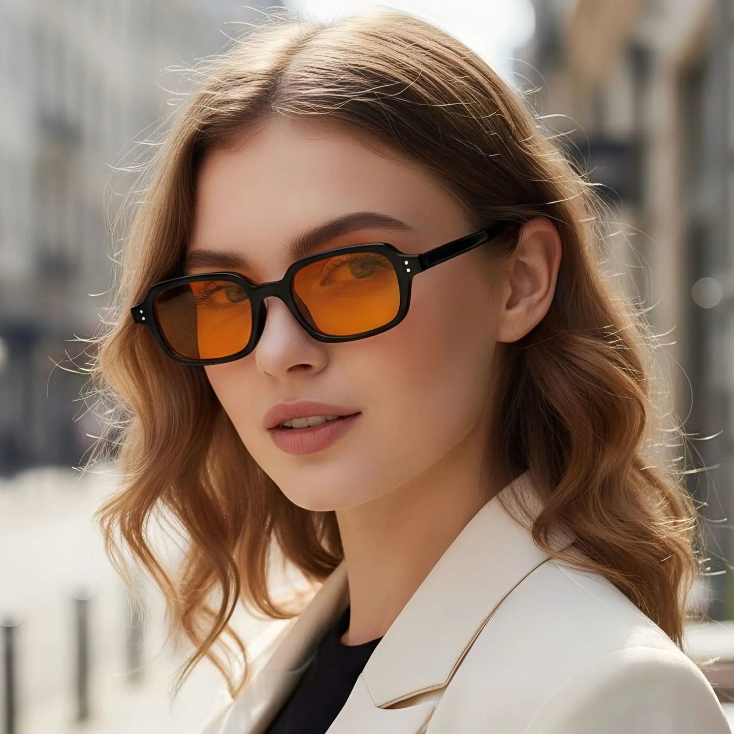 JNPCXI New Vintage Square Rivets Men Sunglasses Fashion Leopard Blue UV400 Women Trending Gradient Sun Glasses