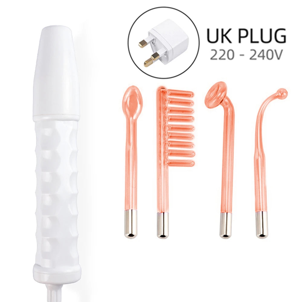 4-IN-1 Portable High Frequency Facial Beauty Machine Electrode Purple Light Glass Tube Wand Acne Massage Facial SPA Skin Care