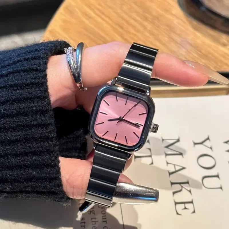 Hot Sale Luxury Brand Black Watch Women Fashion Quartz Watches Ladies Adjustable Stainless Steel Strap Wristwatches Reloj Mujer
