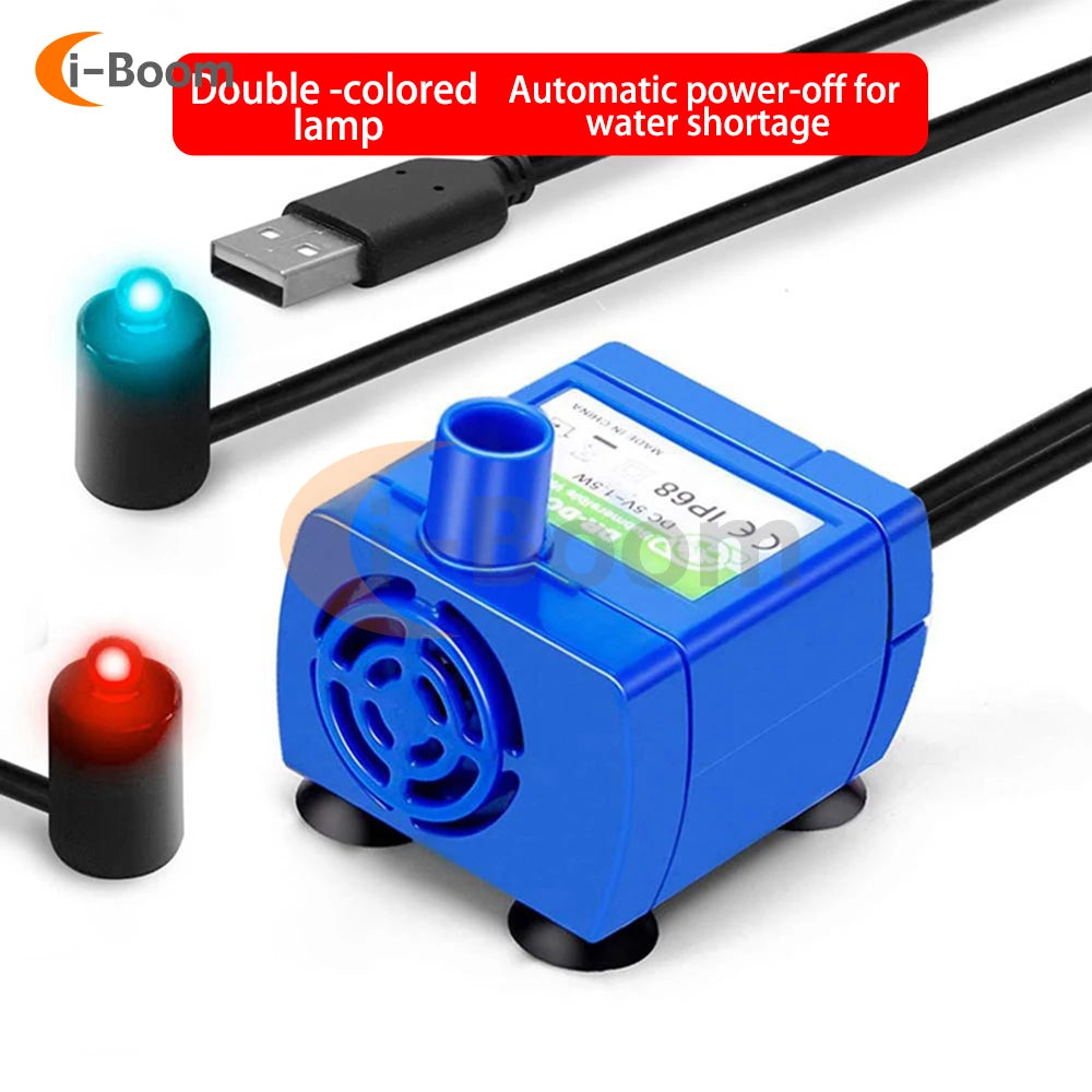 DC 5V 160L/H 1.5W Mini Submersible Pump USB Ultra-Quiet Pet Water Dispense