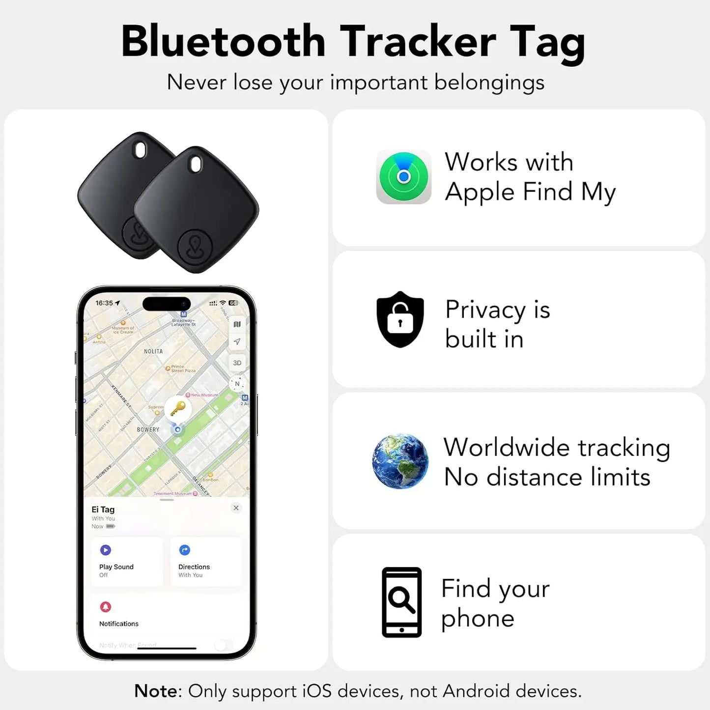 Bluetooth Mini Tracking Device for Apple Find My APP Smart Tag GPS Lost Tracker