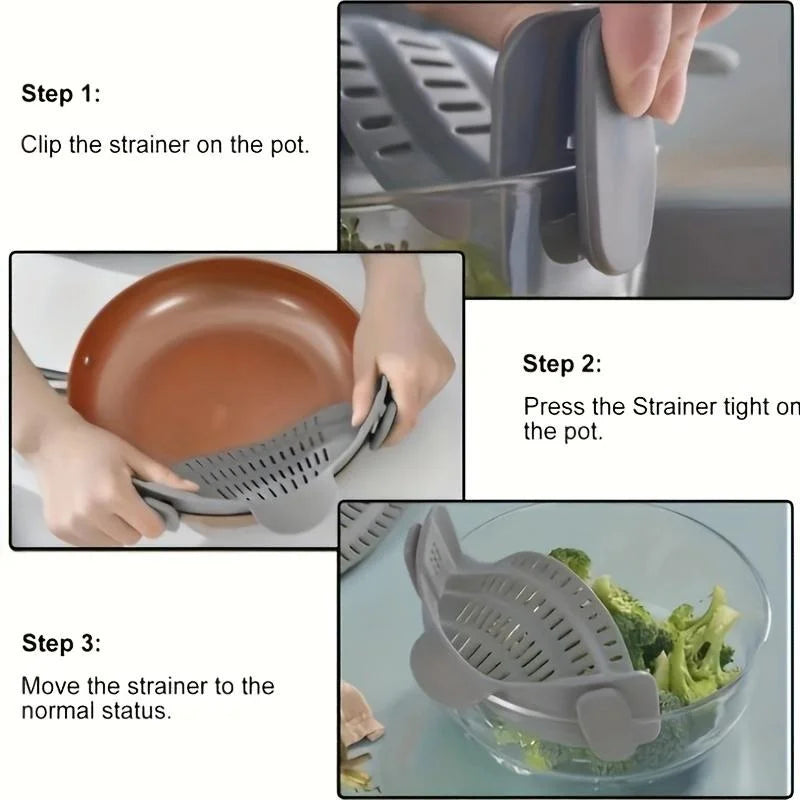 Silicone Pot Strainer, Adjustable Silicone Clip On Strainer For Pots Pans And Bowls Pot Drainer Colander With Clip Kitchen Tools