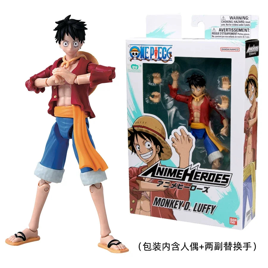 Special Offer16cm Genuine Bandai One Piece Anime Heros Series Action Figure Luffy Roronoa Zoro Sanji Collectible Joint Mobile Do