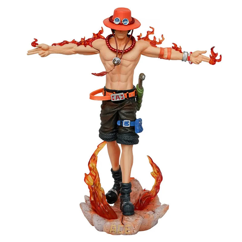 27cm Lx One Piece Ace Spread Arms Cross Anime Figure Model Gk Statue  Collection