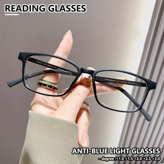 Unisex Retro Business Style Reading Glasses Rectangular Frame +1.0 to +3.0 Magnification for Elderly Ideal for Reading Work