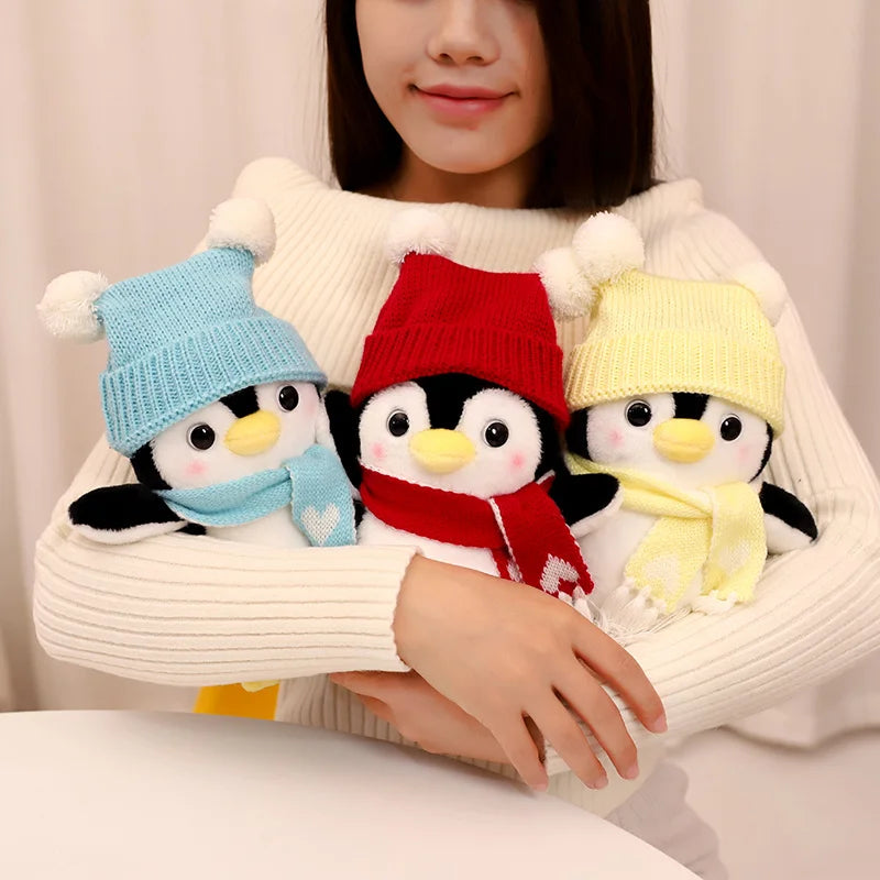 1pc 25/35cm Cute Penguin With Hat Scarf Plush Toy Doll Soft Stuffed Animal Cartoon Toys Pillow for Children Kids Xmas Gift Decor
