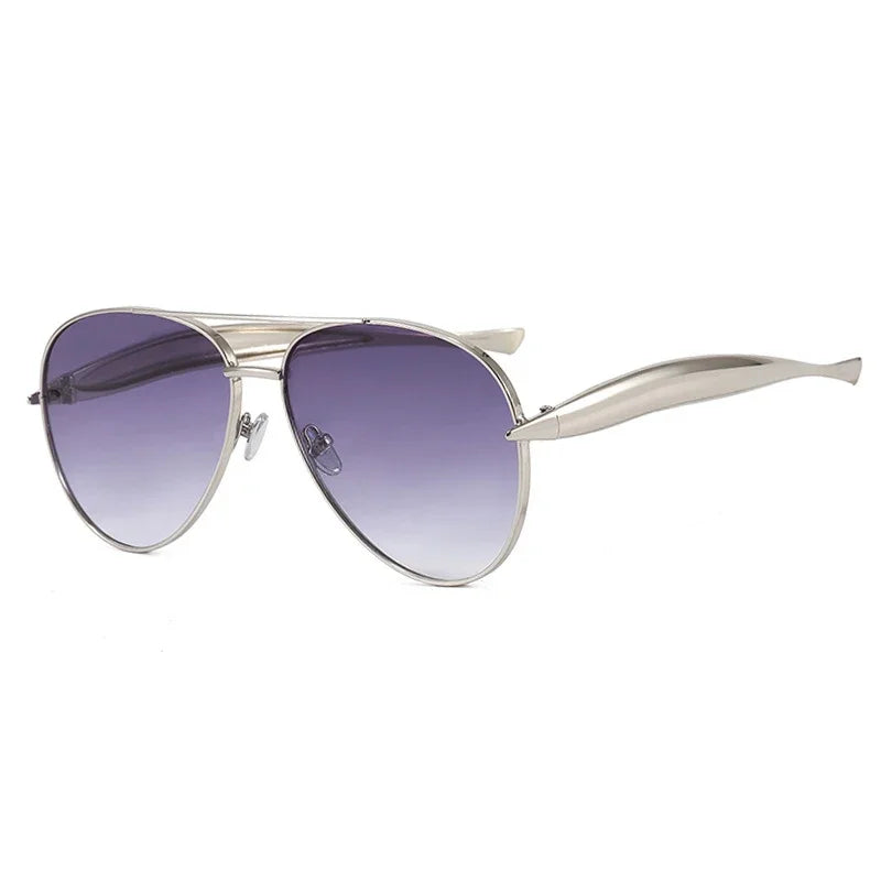 JNPCXI New Y2k Vintage Metal Pilot Sunglasses for Women Men Punk Popular Outdoor Driving Luxury Sun Glasses Shades UV400
