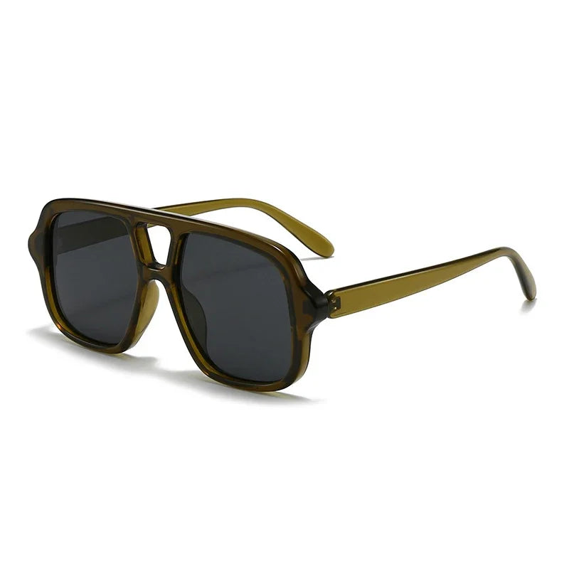 JNPCXI New Ins Popular Fashion Double Bridges Square Men Sunglasses Vintage Punk Yellow Shades UV400 Men Trending Sun Glasses