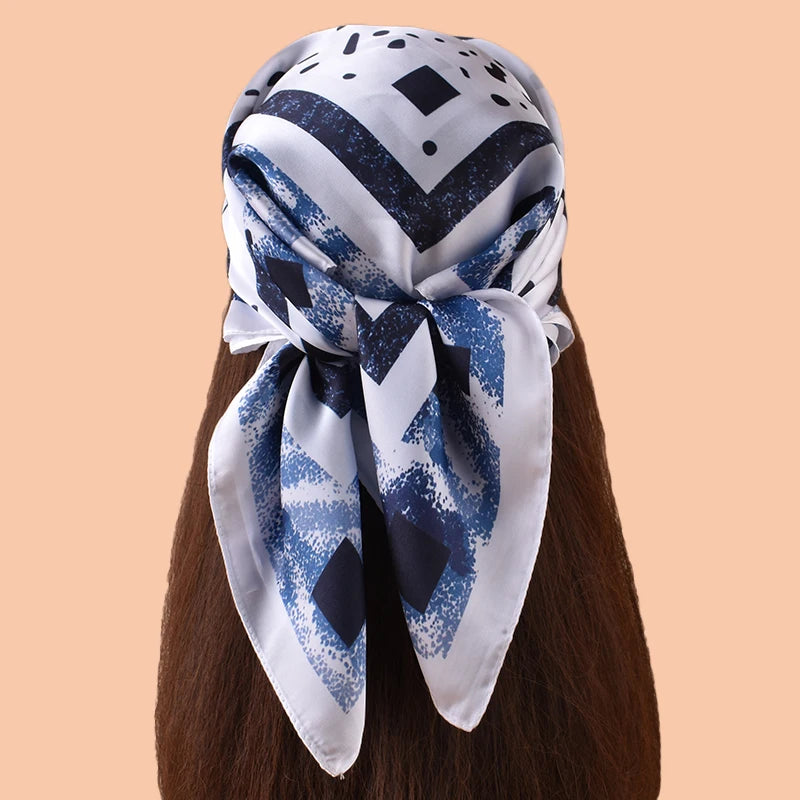 1PC Women's Spot Print Thin Satin Silk-Like Square Scarf Bohemian Casual Neck Wrap Lightweight Comfortable Spring Summer Daily