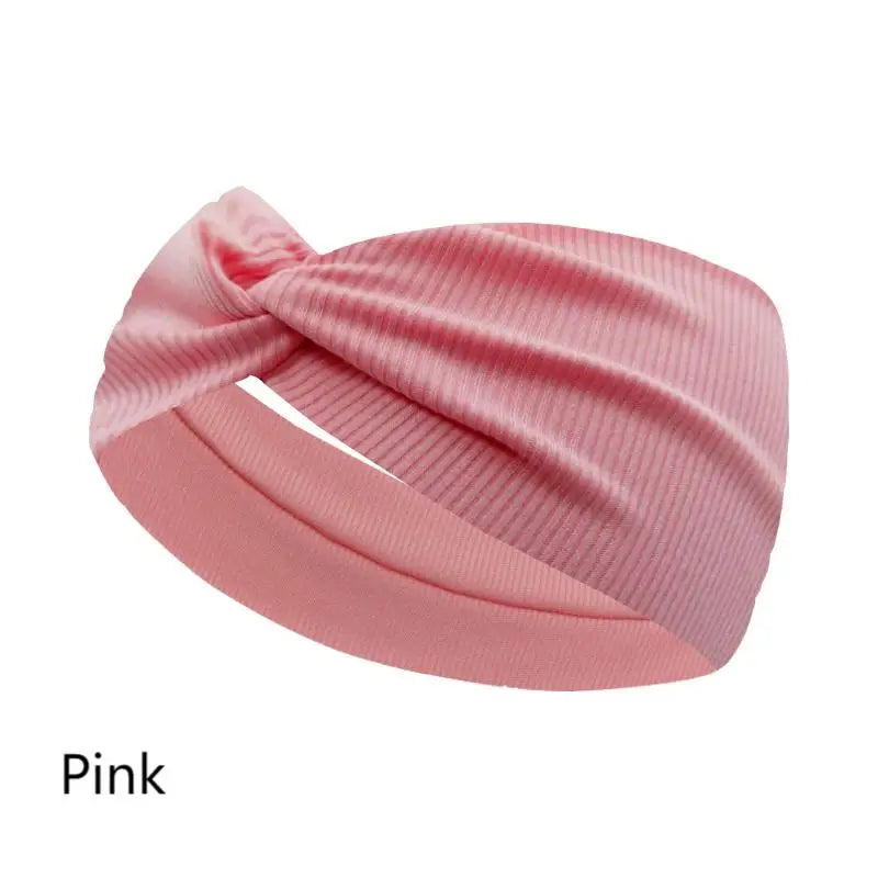 A Silky Threaded Fabric Twist Headband Yoga Workout Running Sport Elastic Hair Bands for Women's Turban Hair Wrap for Girls