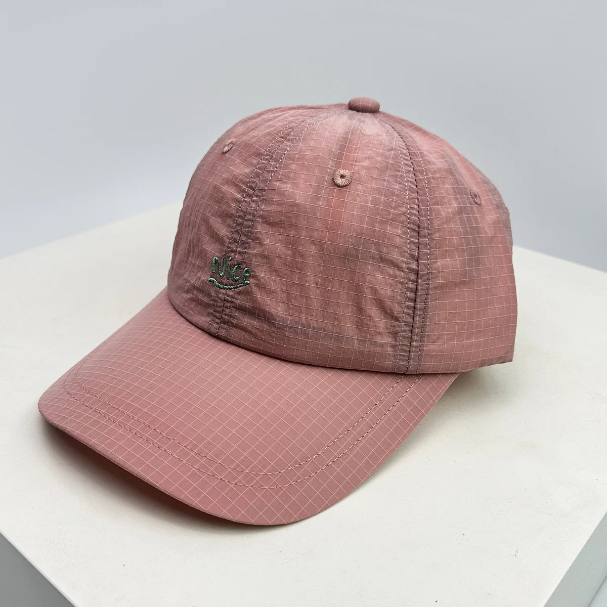 New Unisex Embroidered Nice Letters Simple Baseball Hats Breathable Quick Drying Sunshade Peaked Caps Versatile Small Lattice