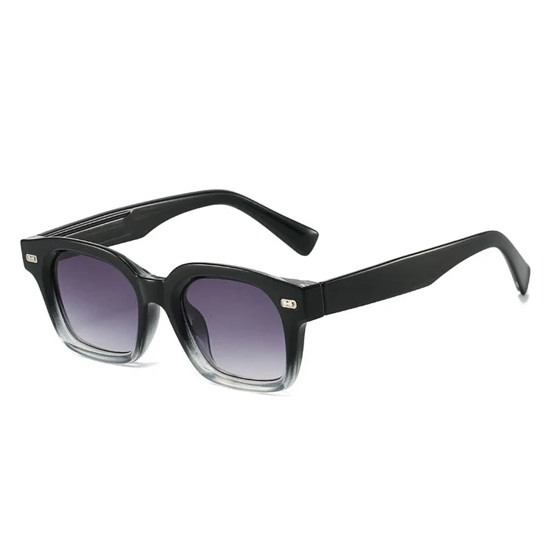 JNPCXI New Square Sunglasses Women Fashion Black Blue Shades UV400 Retro Rivets Men Clear Anti Blue Light Glasses Frame