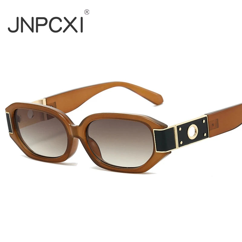 JNPCXI New Polygon Rectangle Women Sunglasses Fashion Gradient Green Shades UV400 Men Trending Outdoor Sun Glasses