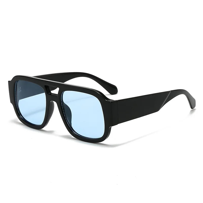 JNPCXI Fashion Women Double Bridges Square Sunglasses Candy Color Retro Wide Legs Men Sun Glasses Shades UV400