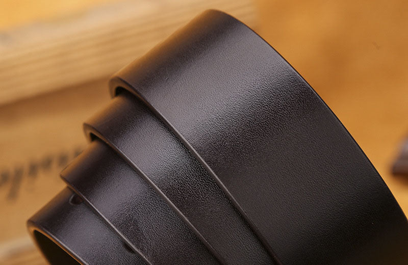 Black Genuine Leather Men's Belt Fashion Alloy Belts Buckle Luxury Jeans Belts