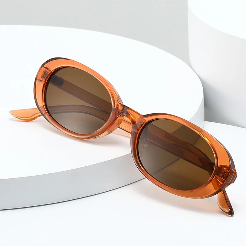 JNPCXI New Retro Small Oval Men Sunglasses Fashion Gradient Shades UV400 Women Outdoor Punk Sun Glasses