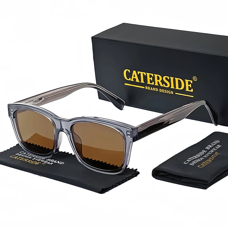 CATERSIDE Retro Square Men's Sunglasses Punk Big Frame Brand Designer Sun Glasses Women's Travel Shopping Casual Eyewear UV400